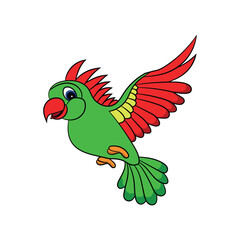 vector happy green and red colorful parrot.