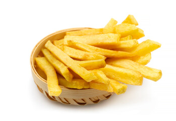 french fries on white background