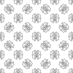 AI Robot vector Artificial Intelligence concept linear seamless pattern