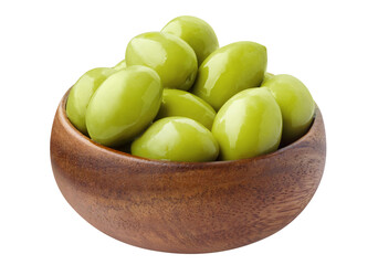 Delicious olives in a wooden bowl, cut out