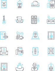Revenue and earnings linear icons set. Growth, Income, Profit, Sales, Turnover, Revenue, Net line vector and concept signs. Bottom-line,Upturn,Gain outline illustrations