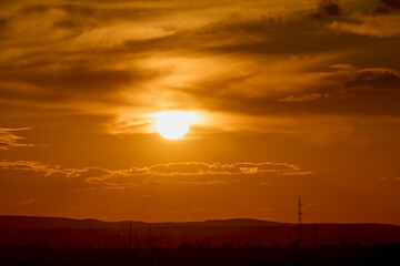 landscape with sky at sunset on a spring day