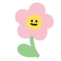 Pink flower with a smile face for decoration, social media post, banner, icon, logo, sign, print, poster, web or mobile, etc.