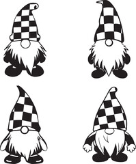 Garden gnomes set icon, Vector illustration, SVG	