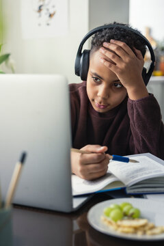 Boy doing homework at home