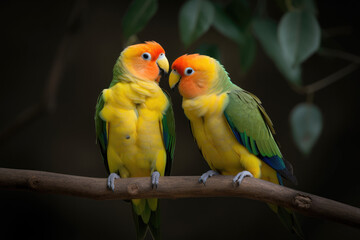 Fototapeta na wymiar Lovebirds - Generative AI