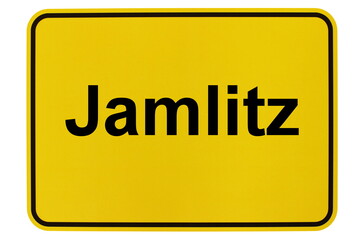 Illustration eines Ortsschildes der Gemeinde Jamlitz in Brandenburg