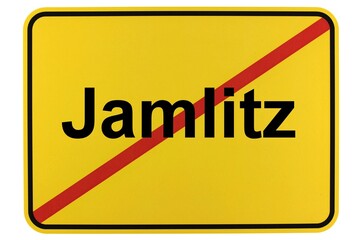 Illustration eines Ortsschildes der Gemeinde Jamlitz in Brandenburg