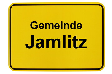Illustration eines Ortsschildes der Gemeinde Jamlitz in Brandenburg