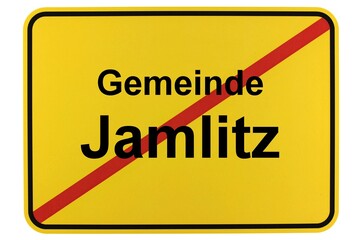 Illustration eines Ortsschildes der Gemeinde Jamlitz in Brandenburg