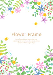 水彩 野花のボタニカルフレーム