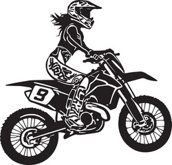 Woman on a bike, Woman on a motorcycle vector illustration,SVG