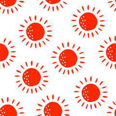 Seamless pattern with hand drawn sun