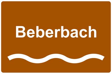 Illustration eines Flussnamenschildes des Flusses 