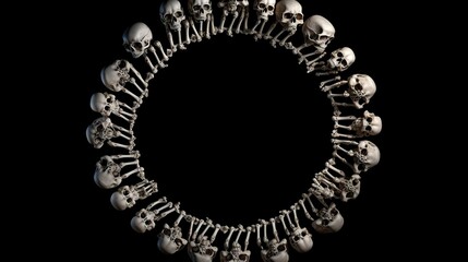 Obraz premium a circle of bones on a black background. generative ai