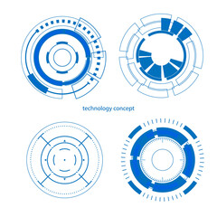 technology concept. HUD Circle User interface on blue background. circle elements for data infographics. set of sci fi modern user interface elements.