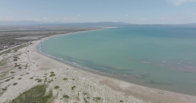 Delta de l'Ebre. Mouth of the Ebro River. Riumar, Tarragona.Natural park in Catalonia, Spain. Mediterranean sea. Flat color, log shot.