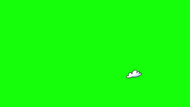 Cloud little and middle size circle rotation black outline. Animation on green screen. Motion cartoon element good for keying and compositing for any video.