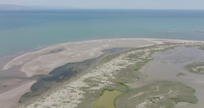 Delta de l'Ebre. Mouth of the Ebro River. Riumar, Tarragona.Natural park in Catalonia, Spain. Mediterranean sea. Flat color, log shot.