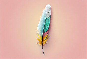 feather floating on pastel background