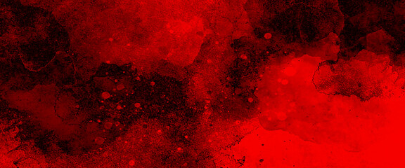 Red watercolor ombre leaks and splashes texture on red watercolor paper background, abstract watercolor hand painted background, vintage red or pink paper designs.