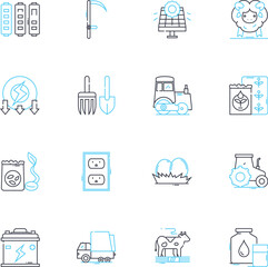 Fototapeta premium Harvest festival linear icons set. Cornucopia, Bounty, Gratitude, Celebrate, Harvest, Tradition, Abundance line vector and concept signs. Feast,Reap,Agriculture outline illustrations