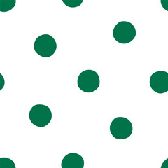 Seamless pattern with green hand drawn dots