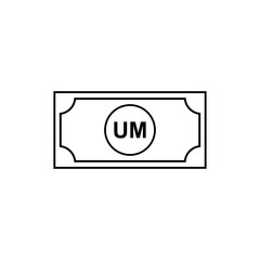 Mauritania Currency Symbol, Mauritanian Ouguiya Icon, MRU Sign, Vector Illustration