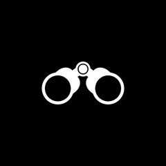 Binoculars icon for web design isolated on black background