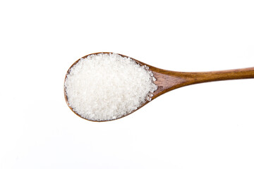 Fototapeta na wymiar with sugar in spoon isolated on white background