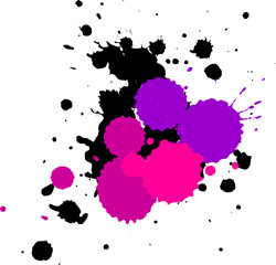 violet pink purple brush splatter water color grunge graphic style isolated on white background