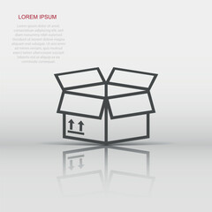 Vector packaging box icon in flat style. Shipping pack sign illustration pictogram. Box business concept.