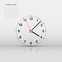 Clock icon vector illustration. Office clock on white background.