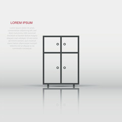Vector cupboard furniture icon in flat style. Furniture sign illustration pictogram. Cupboard business concept.
