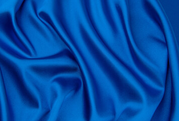 Blue satin or silk fabric as background