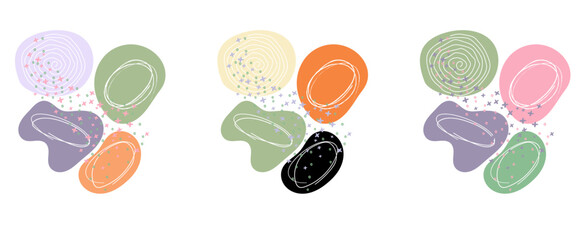  art posters abstract design three compositions in trendy contemporary collage style, for wall art decoration, postcard, cover design
