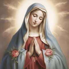 Painting of Virgin Mary. generative ai - obrazy, fototapety, plakaty