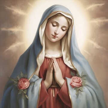 Painting of Virgin Mary. generative ai