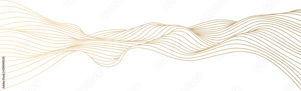 Leinwandbilder Vector abstract line art wavy smooth flowing dynamic gold gradient isolated on transparent background in concept luxury, wave, ocean.