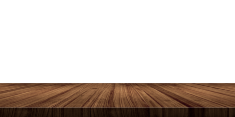 Empty wood table transparent background For product placement