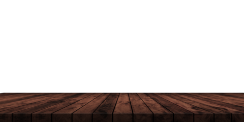 Empty wood table transparent background For product placement