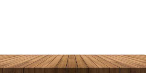 Empty wood table transparent background For product placement