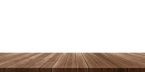 Empty wood table transparent background For product placement