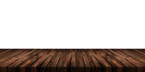 Empty wood table transparent background For product placement