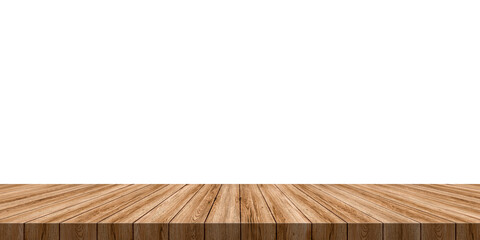 Empty wood table transparent background For product placement