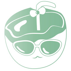 Coconut drink with sunglasses gradient silhouette