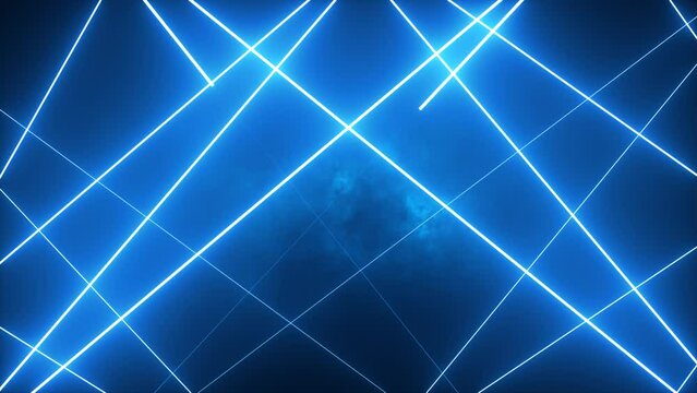 Abstract blue neon energy lines magical glowing background, video 4k, 60 fps