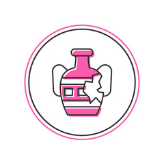 Filled outline Broken ancient amphorae icon isolated on white background. Vector