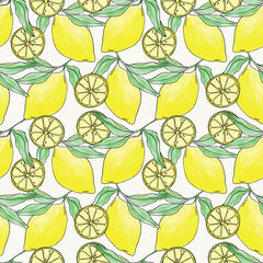 Lemon summer fruit seamless pattern for surface design