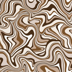 Abstract weaves seamless vector pattern. 60’s, 70’s style hippie background with waves, psychedelic groovy texture. Perfect for textile, wallpaper or print design.